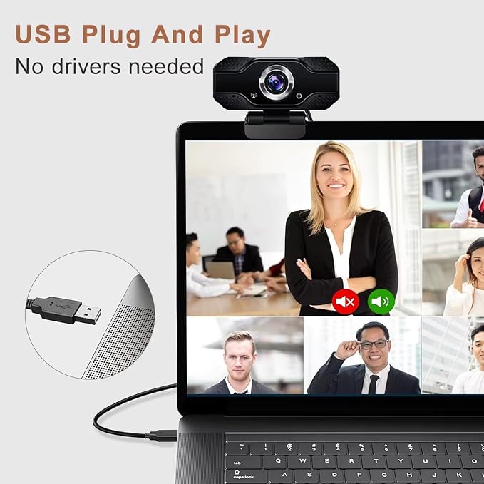 Webcam with Microphone, 2 Mics, 90° FOV, Computer Camera | USB Type-A & A-to-C Adapter, Fixed Focus, Plug&Play for Zoom/Teams/Facetime/YouTube/Google Meet/Switch 2 Camera, 2026 Version - Image 6