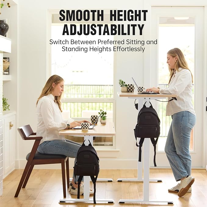 Veken 47.2 Inch Large Electric Standing Desk, Gaming Table, Nature | Height Adjustable Sit Stand Up Computer Tables for Home Office, Study , Writing, Suit students, employees and group work - Image 7