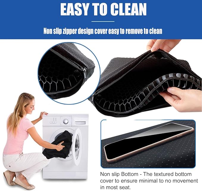 20" Gel Seat Cushion for Long Sitting Pressure Relief(Jumbo&Thick) - Wheelchair Cushion for Pressure Sores - Back, Sciatica & Tailbone Pain Relief Cushion- Non-Slip Butt Pillow for Office, Home, Car - Image 7
