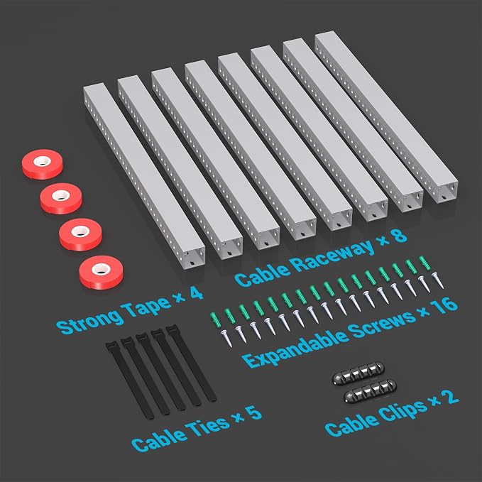 Open Slot Wire Duct Kit, 125.6"(8 x 15.7) Server Rack Cable Management, Cable Management Raceway for Hide Network HDMI VGA Cable, Wiring Raceway Cable Duct, Desk Wire Channel, 8 Pack, Grey - Image 6