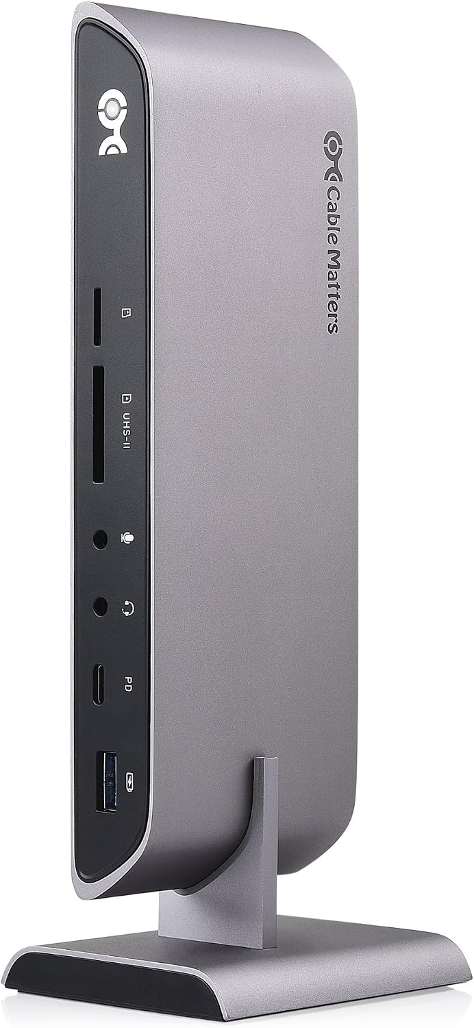 Cable Matters USB C Dock for Windows, Dual 4K DisplayPort, 80W Charging by Cable Matters