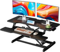 35" Standing Desk Converter, Quick Sit to Stand Desk Riser | Height Adjustable Stand up Desk with Keyboard Tray for Dual Monitor, Copmputer Workstation for Home Office, Black by JYLHJOYSEEKER
