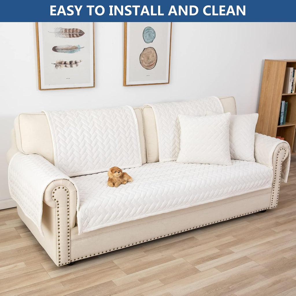 Velvet Sectional Couch Covers for Dogs,White,1PC,43''x63'' - Image 7