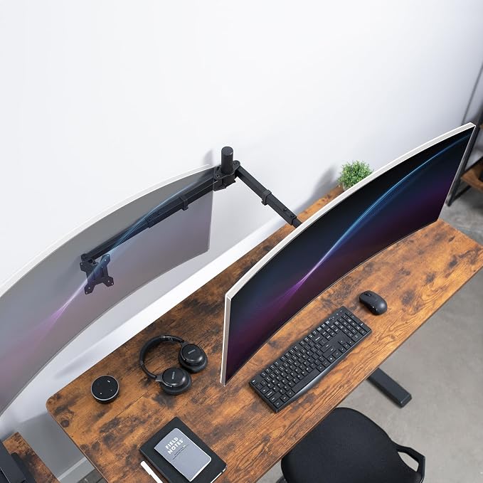 VIVO Premium Dual Ultra Wide LCD LED 27 to 38 inch Monitor Wall Mount, Heavy Duty, Telescoping Arms, Flush Wall Setup, Fits 2 Screens, Black, MOUNT-TS38B - Image 9