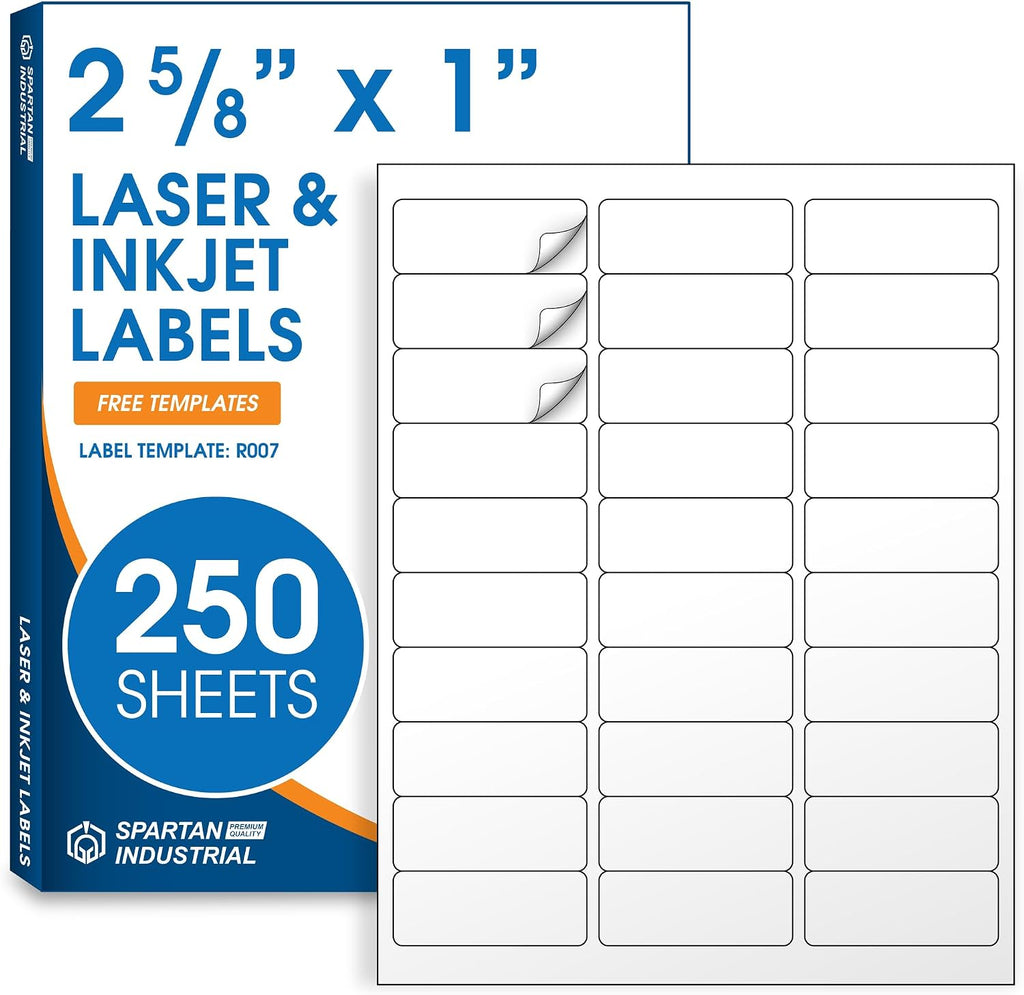 1" X 2 5/8" Matte White Printable Address Labels by Spartan Industrial