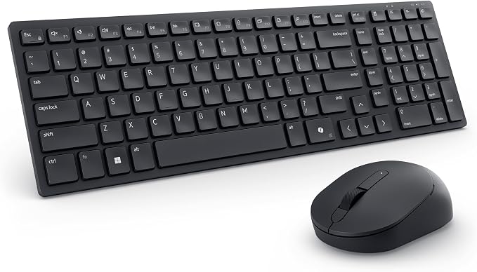 Dell KM555 Pro Compact Silent Keyboard and Mouse, Black | Bluetooth 5.1, 2.4 GHz, 4020 DPI Optical, USB Receiver, AAA Batteries, Black by Dell