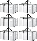 6 Pack Extra Heavy Duty Large Moving Bags with Strong Zipper, White | Comfortable Handles, Sturdy & Durable Clothes Storage Bags Totes Bins, Blue Packing Moving Boxes for College Supplies by Fygrip