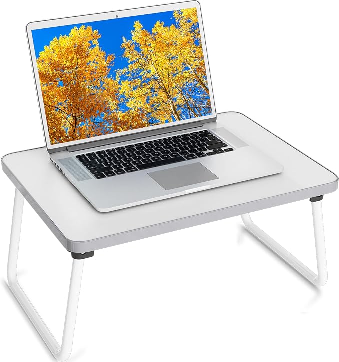 Foldable Lap Desk, Laptop Stand Bed Table Tray for Couch | Portable Breakfast Serving Tray, Lightweight Mini Lap Table, Works Great as Tablet Desk for Working, Reading & Writing, White by Unknown