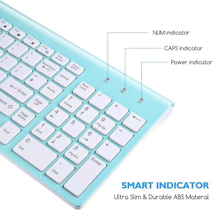 cimetech Wireless Keyboard and Mouse Combo, Compact Silent Ergonomic Scissor Switch Keyboard and Optical Mouse Set, 2.4G Lag-Free Cordless Keyboard Mice for Computer, Mac, Laptop, PC, Windows - Blue - Image 3
