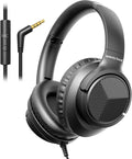 Botesty Sound Headphones Wired with Microphone, Over Ear Foldable 3.5mm Plug in Headphones with 4.9ft Tangle-Free Nylon Cord for Tablet, Laptop, MP3/4, School, Airplane Travel (Black) by BotestySound