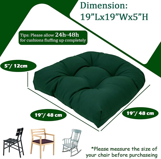 MTMR 2Pcs Outdoor Chair Cushions, Patio Furniture Seat Pads, Waterproof | 2Pcs , waterproof cover, PP cotton, u-shaped, no-fading, thick patio seat pads for outdoor wicker furniture in yard, 19x19x4 - Image 5