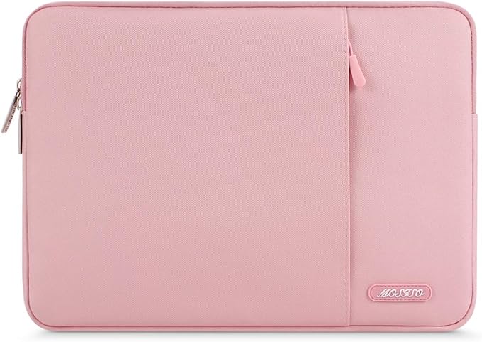 MOSISO Laptop Case 14 inch, Laptop Sleeve Bag with Pocket | Compatible with HP Lenovo Dell ASUS Acer, HP Stream, Dell Latitude, Polyester Vertical Computer Bag, Pink by MOSISO