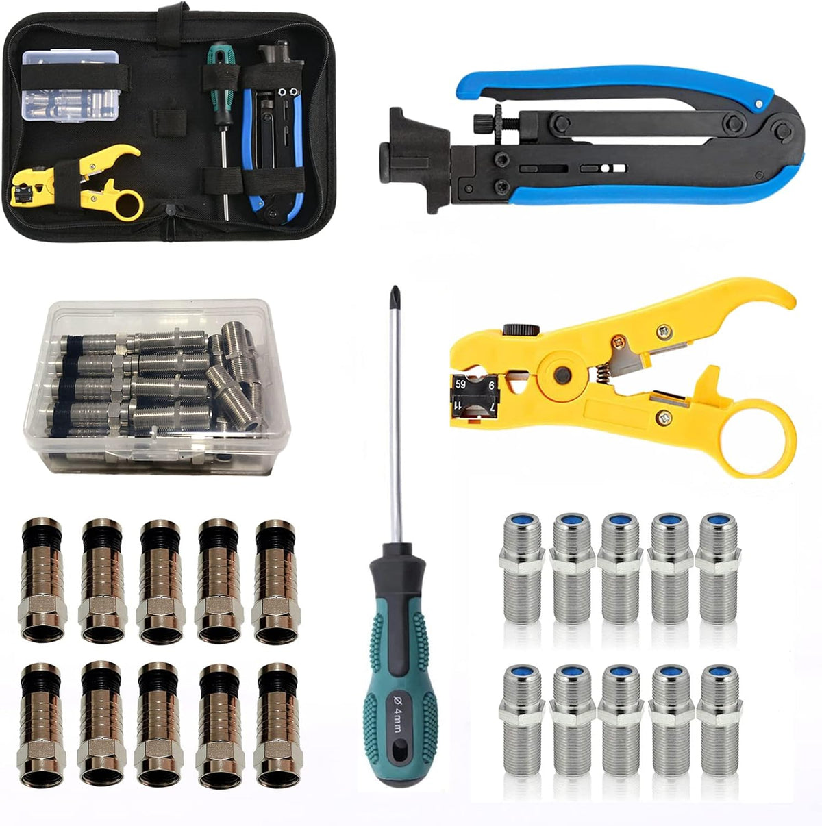 Gaobige Coax Cable Crimper Tool Kit, Coaxial Compression Tool for rg6 rg59 by Gaobige