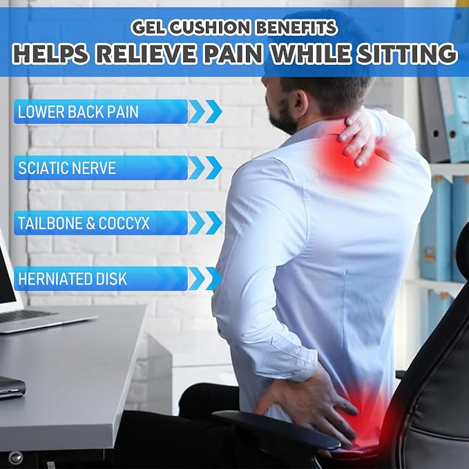 Gel Seat Cushion, Thickened Big Breathable Honeycomb Design Absorbs Pressure Points Gel Cushion with Anti-Slip Cover Seat Cushion for Office Chair Home Car Wheelchair Stadium Bleachers - Image 7
