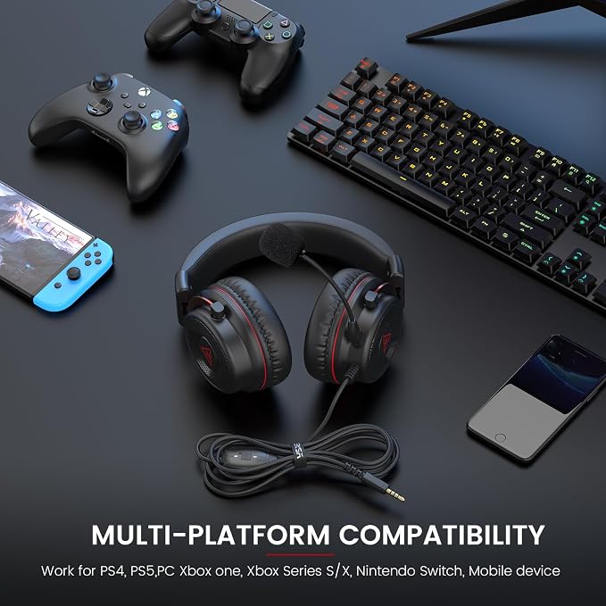EKSA E900 Gaming Headset with Microphone - PC Headset with Detachable Noise Canceling Mic, 3D Surround Sound, Wired Headphone for PS4, PS5, Xbox, Computer, Laptop, Switch, Handheld (3.5MM Jack) - Image 6