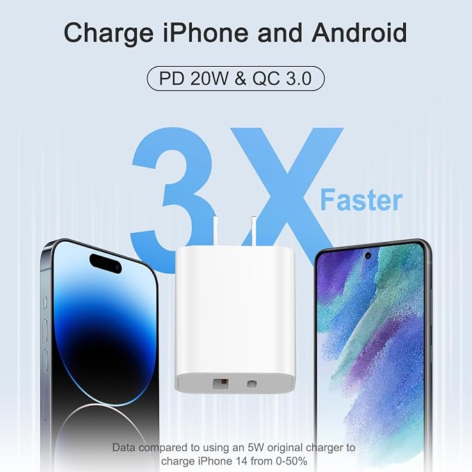 [4 Pack] USB C Charger Block Charging Block Type C Charger | 20W Wall Chargers for iPhone Air/17/17 Plus/17 Pro/17 Max/16/16 Plus/16 Pro Max/15/15 Pro Max/14/13/12/Samsung/Android - Image 2