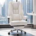 EXCEBET Big and Tall Executive Office Chair 400lbs Wide Seat, PU White | Wide seat, Retractable footrest, 135° recline, Lumbar support, PU leather, Ergonomic high back for lower back pain relief by EXCEBETOFFICECHAIR