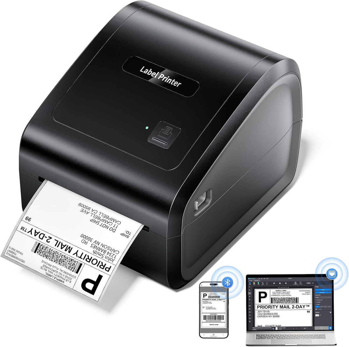 Bluetooth Thermal Label Printer 4x6 with Built-in Paper Bin by Omezizy
