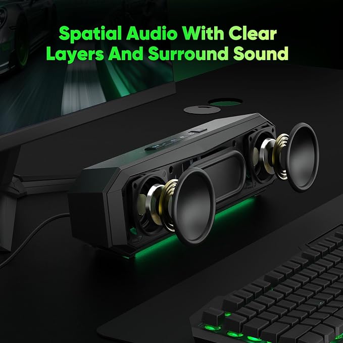 INGA Bluetooth Computer Speakers with Dual Mode Gaming & Music, USB Powered | Plug and Play, Colorful LED Lights, Compatible with Desktops, Laptops, Phones, Tablets - Image 2
