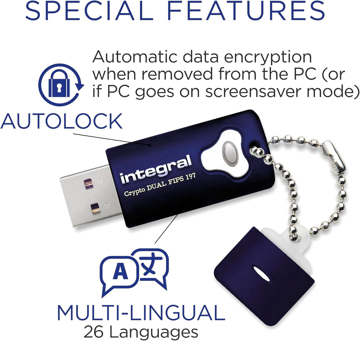 Integral 32GB Crypto-197 256-Bit Hardware Encrypted 3.0 Secure Dual Password Flash Memory Drive - Certified to FIPS 197, Brute-Force Password Attack Protection & Rugged Double-Layer Waterproof Design - Image 4