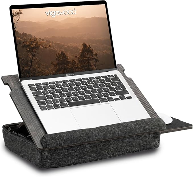 Laptop Tray with Cushion (Black) by VigoWood