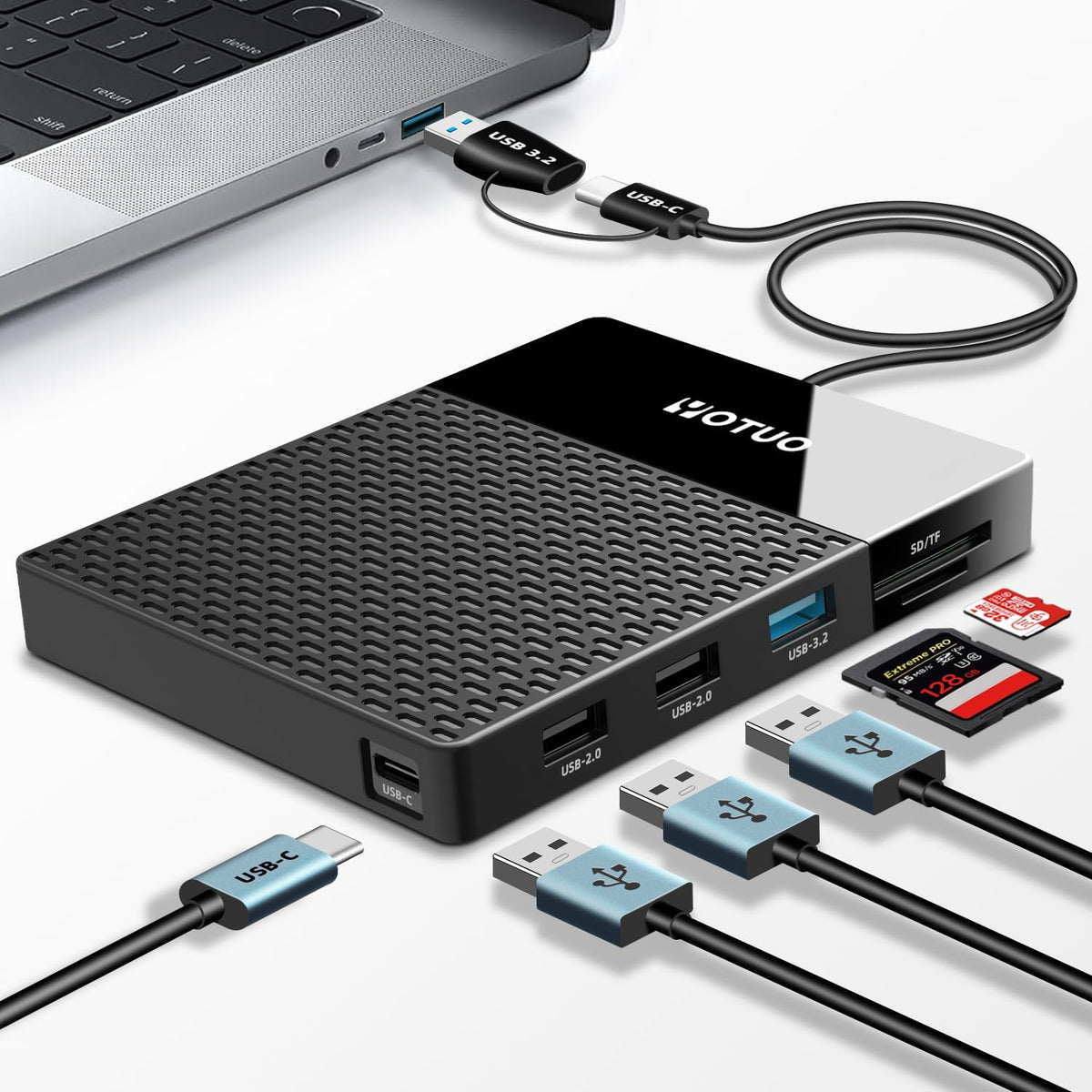 YOTUO Portable 500GB Docking Station External Hard Drive, Multiport USB-C Hub + HDD 7-in-1, USB 3.0, SD/TF Card, Multi-Functional HDD for Windows, Mac, Android, TV, Phone, Laptop, Desktop, PC by YOTUO