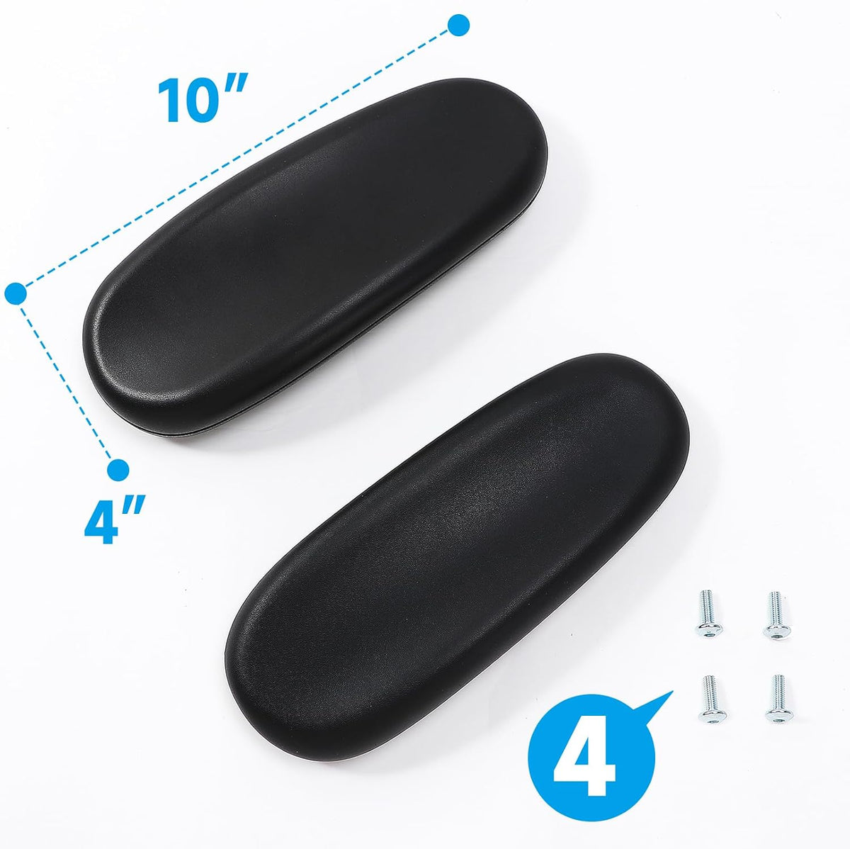 Office Chair Arm Replacement,Gaming Chair Replacement Armrest Arm Pads Universal 4" Mounting Hole Parts(Set of 2) Black - Image 2