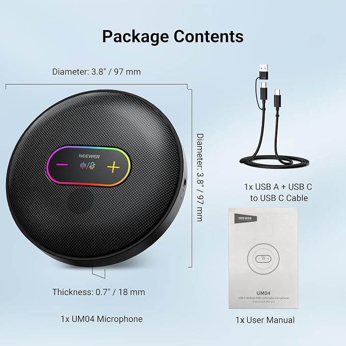 NEEWER UM04 USB Microphone, AI Cancelling Desktop Omnidirectional Condenser Mic with 48KHz/24Bit Mute for Online Meeting Recording Skype Teaching Windows Computer Laptop PC Mac Phone (Not Speaker) - Image 9