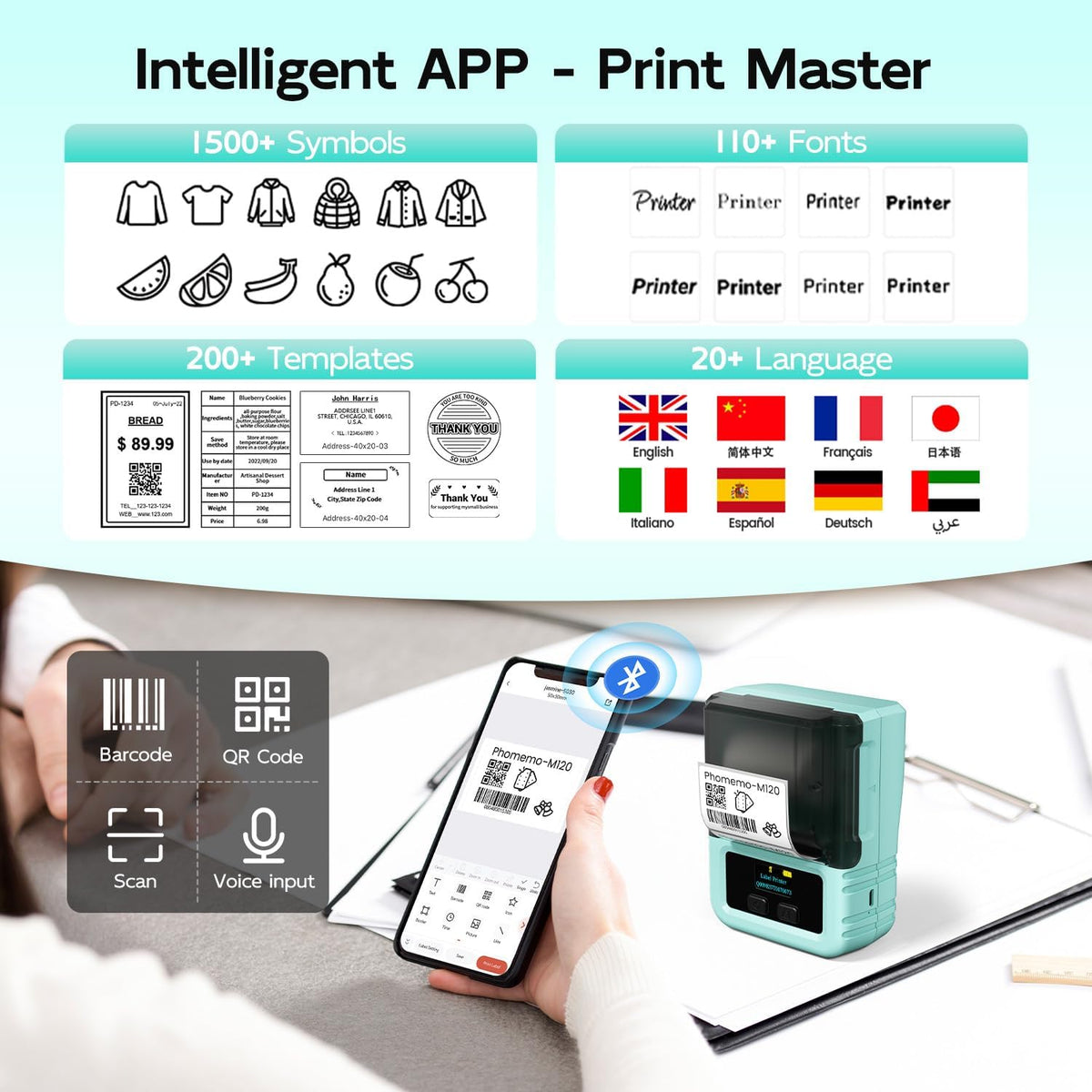 Phomemo M120 Label Printer - 2" Bluetooth Thermal Label Maker - Image 4