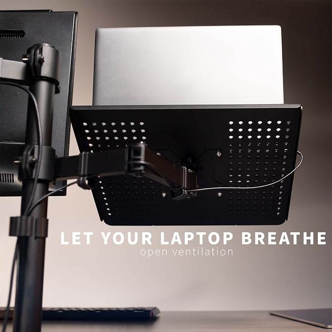 VIVO Black Fully Adjustable 13 to 32 inch Single Computer Monitor and Laptop Desk Mount Combo, Stand with Grommet Option, Fits up to 17 inch Laptops (STAND-V002C) - Image 6