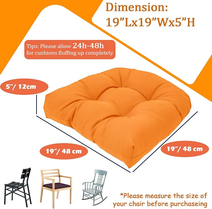MTMR 2Pcs Outdoor Chair Cushions, Patio Furniture Seat Pads, Waterproof | 2Pcs , waterproof cover, PP cotton, u-shaped, no-fading, thick patio seat pads for outdoor wicker furniture in yard, 19x19x4 - Image 5