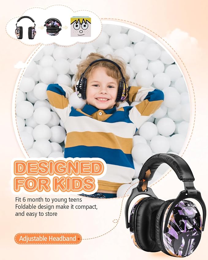 ZOHAN EM030 Kids Ear Protection, Noise Cancelling Headphones Ear Muffs for Autism Sensory, Safety Noise Reduction Hearing Protection for Monster Truck/Concerts/Fireworks/Air Shows - Image 6