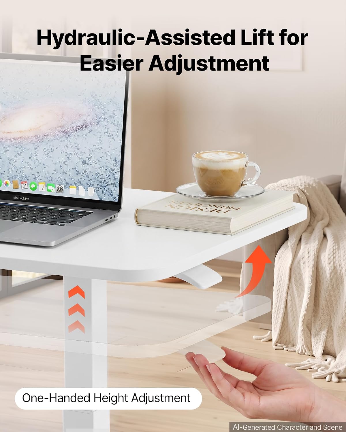VEVOR Overbed Table 31.5"W x 15.7"D Mobile Bedside Table with Hidden Wheels - Image 5