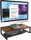20 Inch Monitor Riser | Wood & Metal Computer Monitor Stand Riser for Desk, Rustic Brown by ARCOBIS