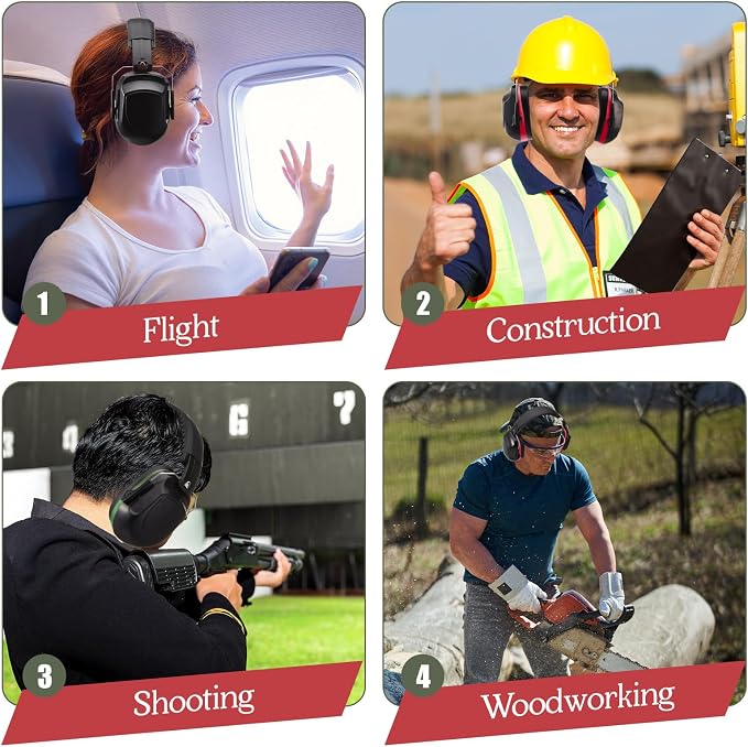 6 Pcs Noise Cancelling Headphones Adult Kids Ear Protection 27db Noise Reduction Shooting Hearing Protection for Gun Range Hunting Construction Studying (Dark Style, Black Green Red) - Image 7