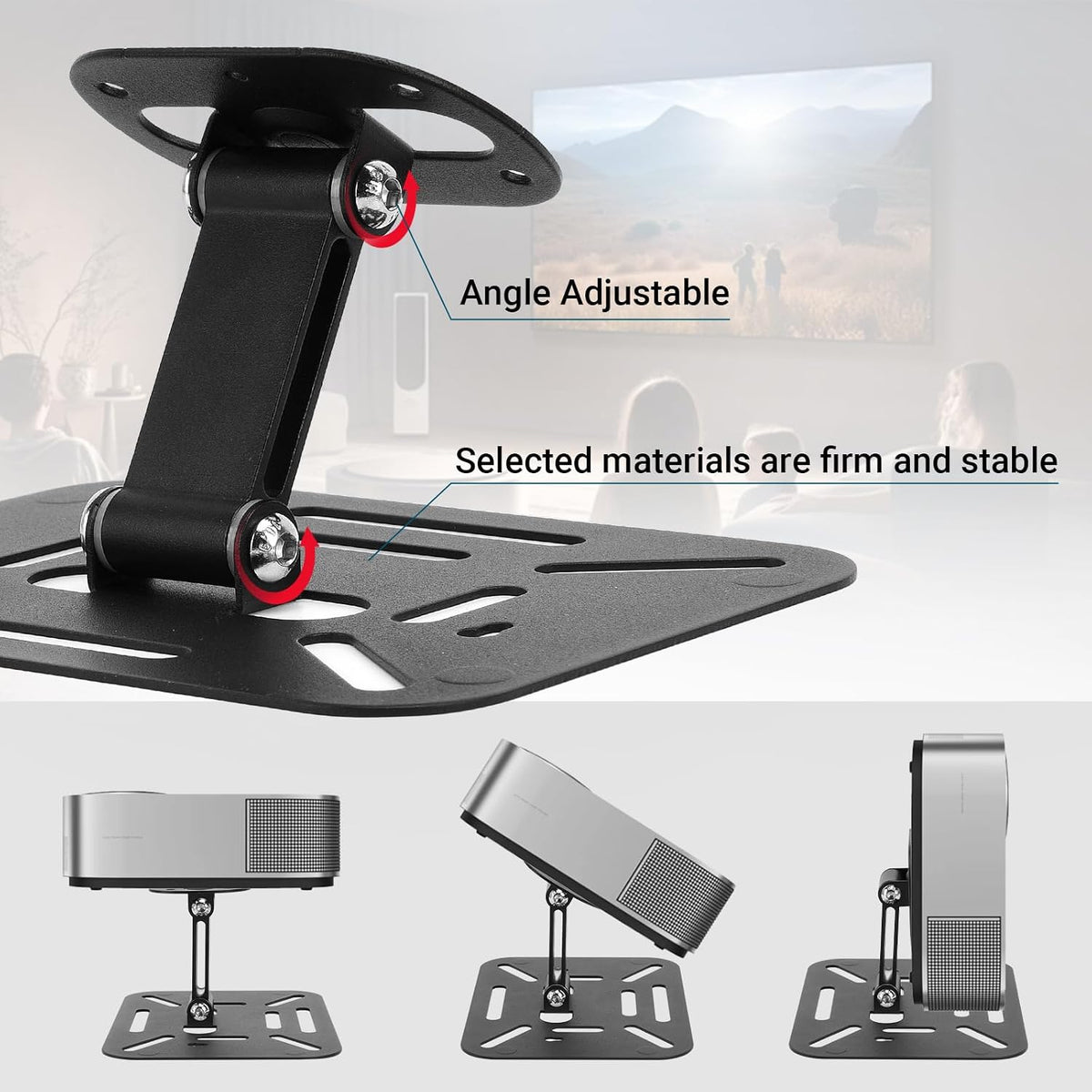 Projector Foldable Stand, Mini Ceiling Wall Projectors Black - Image 2
