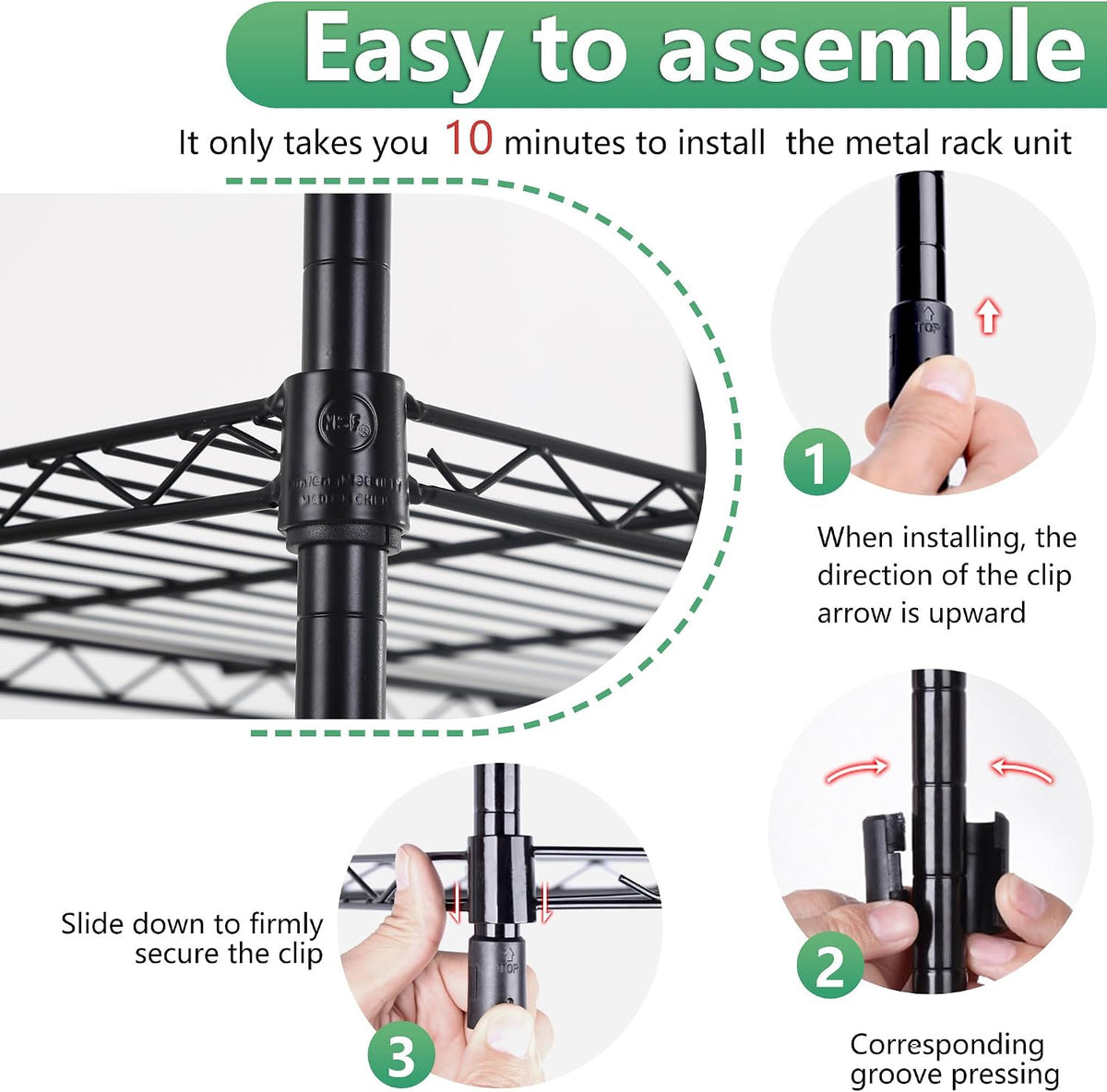 BestOffice | 5-Tier Wire Shelf | 22" x 12" x 48" | Black - Image 4