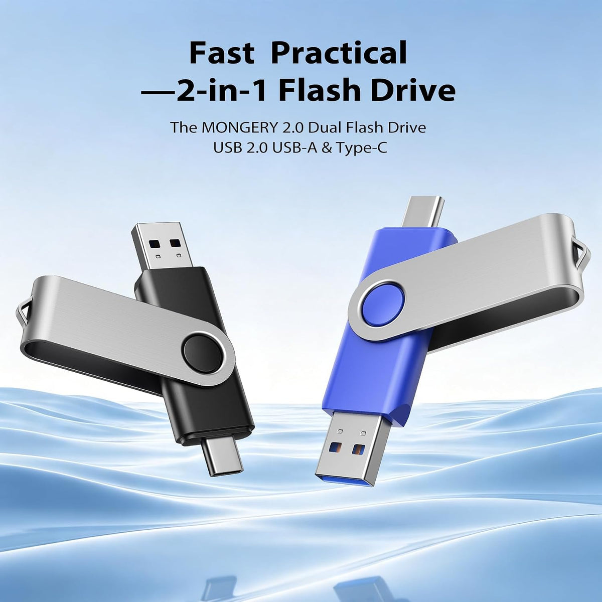16GB Flash Drives Dual Thumb Drives USB 2.0 Memory Stick, 5Pack - Image 2