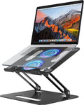 YICOSUN Adjustable Laptop Cooling Stand with 2 Quiet Fans & RGB Lighting, Aluminum Alloy & Foldable Ergonomic Design for MacBook, Lenovo, ASUS, Dell 10-16 Inch, Perfect for Gaming, DJ, Office - Black by DeliveringDesktopFashion