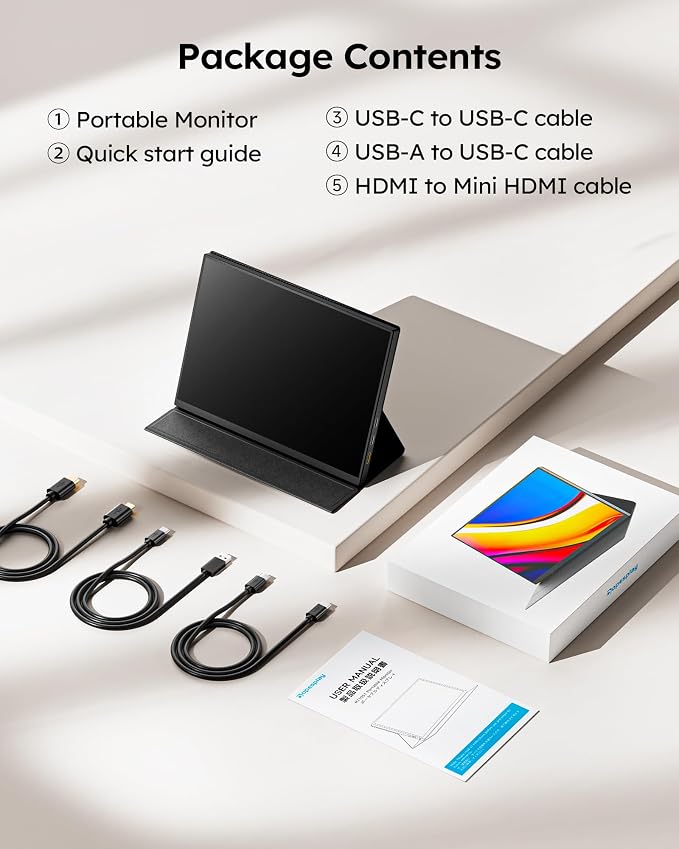 Portable Monitor,10.5" HDR 1280P Ultra-Thin 100% sRGB Travel Portable Monitor for Laptop, 420 Nits Mini Secondary Display with Protective Case & Speaker, Monitors for Laptop, PC Mac Phone PS4/5 Xbox - Image 8
