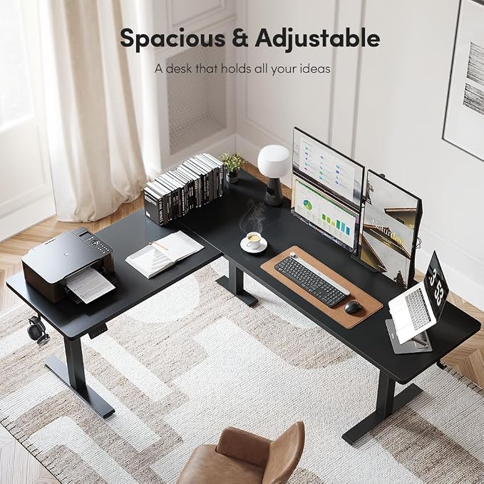 Cubiker 75 * 63" L Shaped Standing Desk, Reversible Corner Standing Desk, Suitable for Home Office, Black - Image 4