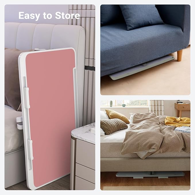 Adjustable Laptop Lap Desk with Cooling Fan USB Light for Adults 56x32cm,Pink - Image 7