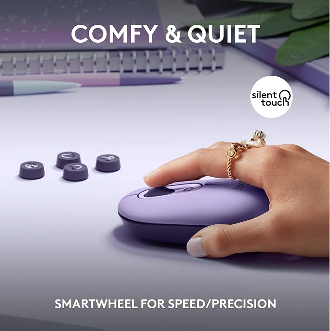 Logitech POP Keys + POP Mouse - Wireless Keyboard and Bluetooth Mouse Combo with Typewriter-Style Mechanical Keys, Emoji Features, Cute Compact Design - Cosmos - Image 4