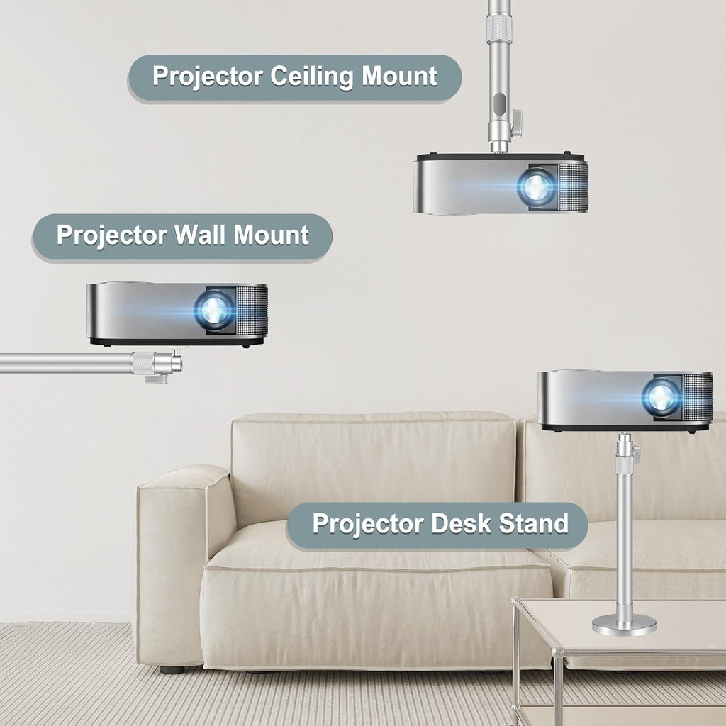 2-Be-Best Ceiling Projector Mount Bracket Adjustable Projector Mount Compatible with Aurzen, TMY, HAPPRUN, Yaber, & More (Silver, 14-24“) - Image 5