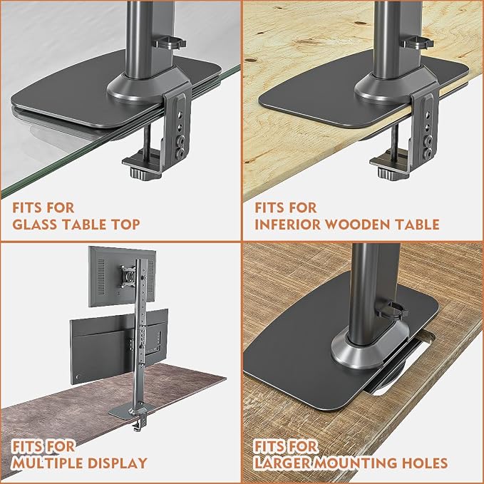 Hemudu Monitor Mount Reinforcement Plate for Thin, Glass and Other Fragile Tabletop, Universal Steel Bracket Plate Fits Most Monitor Stand C Clamp Installation HD05B-001 - Image 7