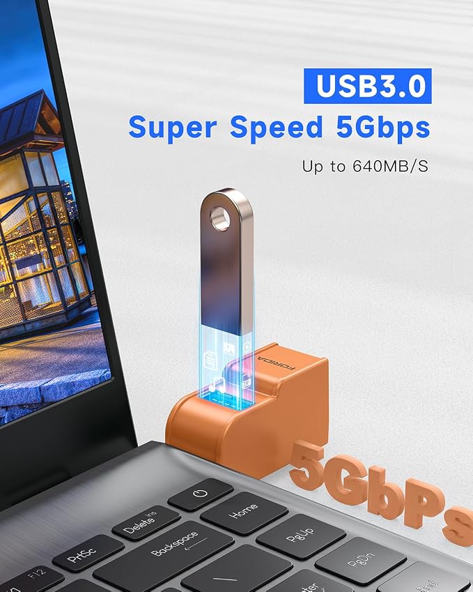 3 Ports USB 3.0 hub, USB Splitter to 2 USB 2.0 Out &1 USB-3.0 Port | Portable USB Adapter for Keyborad, U Disk, Camera, Mouse, Orange USB 3.0 Hub Laptop Accessories(Orange) - Image 3