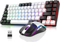 RedThunder K84 Wireless Keyboard and Mouse Combo, LED Rainbow Backlit Rechargeable Battery, 75% Layout TKL Ultra Compact Gaming Keyboard & Lightweight 3200 DPI Honeycomb Optical Mouse (White-Black) by RedThunder