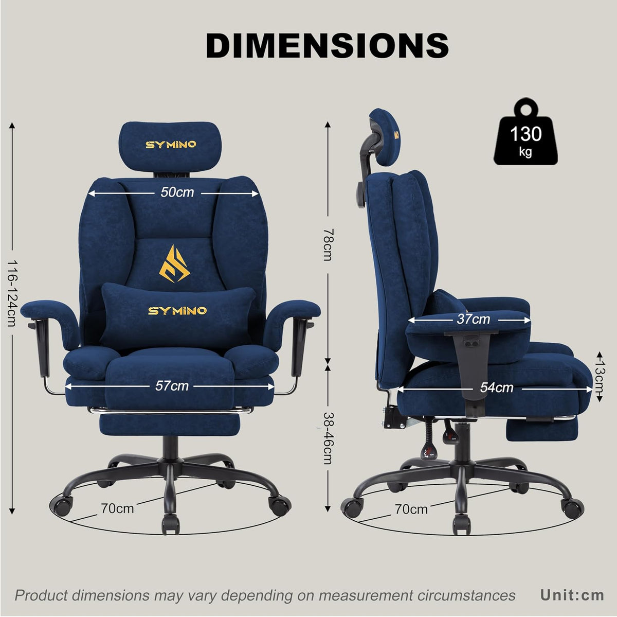 Symino Ergonomic Gaming Chair with Footrest & 155° Recline - Image 3