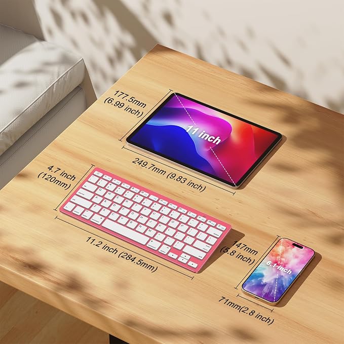 OMOTON Ultra-Slim Bluetooth Keyboard for iPad,iPad Pro/Air/Mini,iPhone | Stable Wireless iOS Keyboard with 12 Multimedia Keys, Portable Size for Office, Business, Travel, School, Red - Image 3