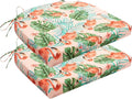 HARBOREST Outdoor Chair Cushions Set of 2, Water Resistant Patio Chair Cushions with Ties, Outdoor Seat Cushions for Patio Furniture, 17"x16"x2", Flamingo by HARBOREST